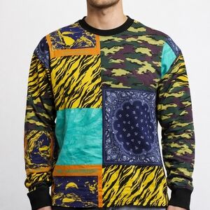 The Hundreds NWT~Collage LongSleeve Graphic Shirt~Patchwork~Bandana Tiger Camo~M